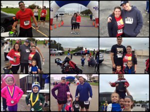 Collage of photos of runners and volunteers at Calvary Lutheran Church's Run for the Hills event.