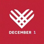 Giving Tuesday logo [Image description: a white heart made out of intersecting lines on a red background. December 1 is written in block letters underneath the heart.]